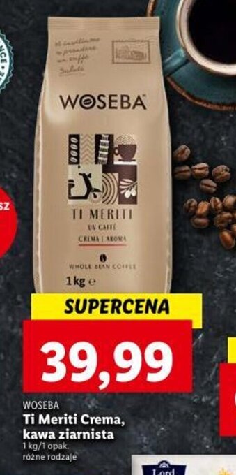 Lidl Woseba Ti Meriti Crema Kawa ziarnista 1kg oferta