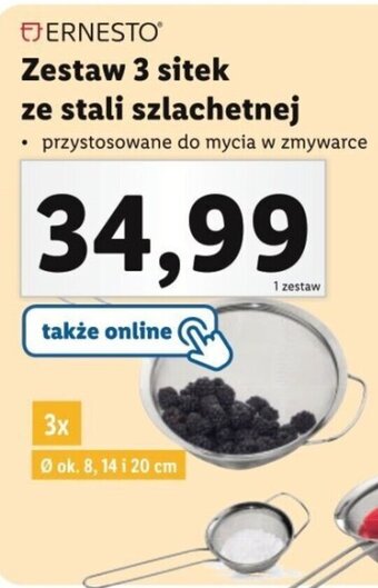 Lidl Ernesto Zestaw 3 sitek ze stali szlachetnej oferta