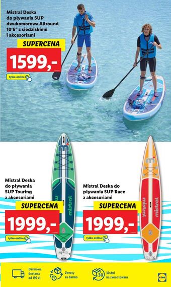 Lidl Deska do pływania sup dwukomorowa mistral oferta