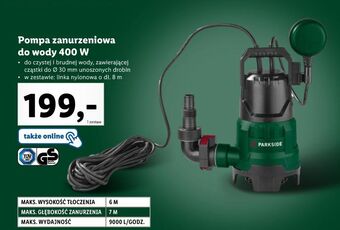 Lidl Pompa zanurzeniowa do wody czystej 400 w parkside oferta