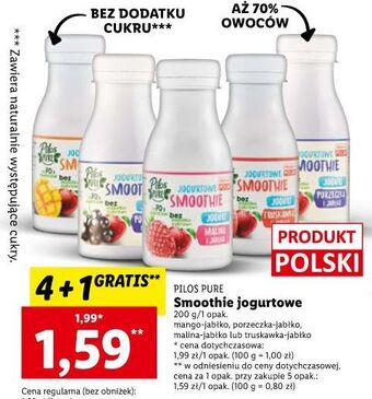 Lidl Jogurtowe smoothie malina jabłko pilos pure oferta