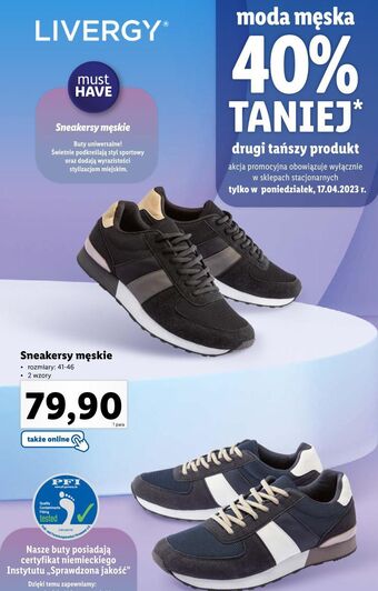 Lidl Sneakersy męski 41-46 livergy oferta