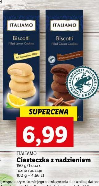 Lidl Ciastka z nadzieniem kremem czekoladowym italiamo oferta
