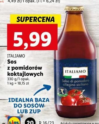 Lidl Sos z pomidorów koktajlowych italiamo oferta