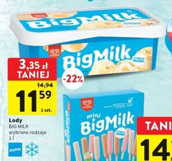 Intermarche Algida Lody Big Milk 1l oferta