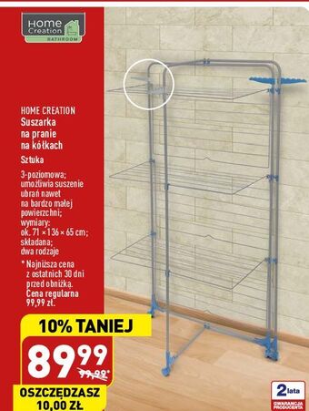 ALDI Suszarka piętrowa stojąca na kółkach home creation oferta