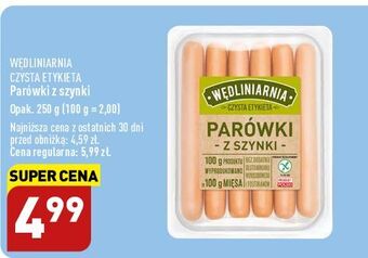 ALDI Parówki z szynki wędliniarnia czysta etykieta oferta