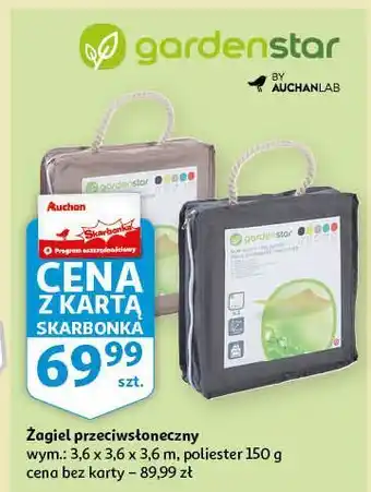 Auchan Żagiel przeciwsłoneczny 3.6 x m garden star oferta