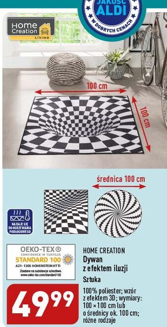 ALDI Dywan z efektem iluzji śr. 100 cm home creation oferta