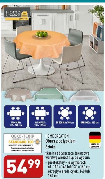 ALDI Obrus z połyskiem 160 cm home creation oferta