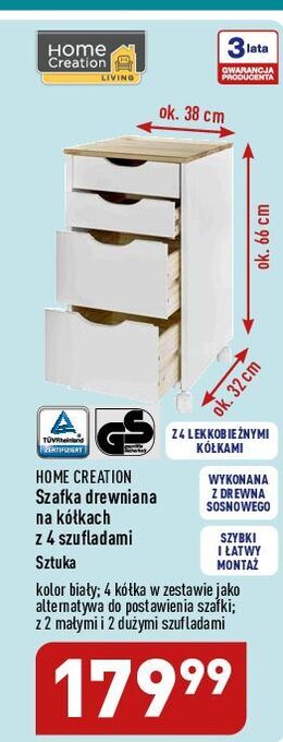 ALDI Szafka drewniana na kółkach home creation oferta