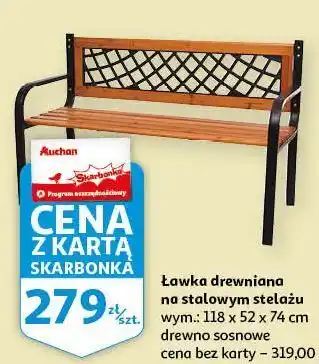 Auchan Ławka drewniana 118 x 52 74 cm oferta