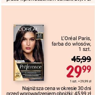 Rossmann Farba do włosów ciemny brąz 3.0 l'oreal preference oferta
