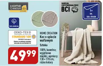 ALDI Home Creation koc o splocie waflowym 130x170cm oferta