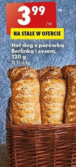 Biedronka Hot dog z parówką Berlinką i sosem 120g oferta