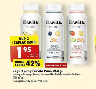 Biedronka Fruvita Jogurt pitny Pure 250g oferta