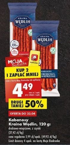 Biedronka Kabanosy z szynki kraina wędlin oferta