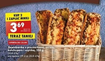 Biedronka Zapiekanka z pieczarkami serem ketchupem i szynką oferta