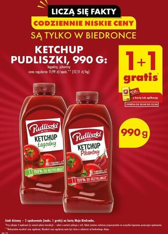 Biedronka Ketchup łagodny pudliszki oferta