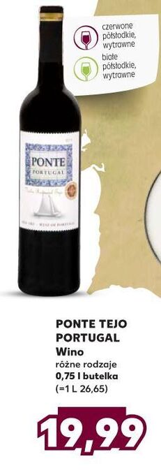 Kaufland Wino ponte portugal tejo semi sweet oferta