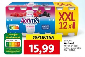 Lidl Jogurt malina + owoce leśne truskawka danone actimel oferta