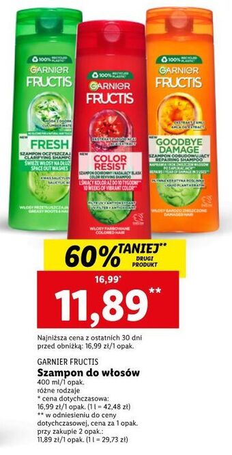 Lidl Szampon wzmacniający do włosów farbowanych i z pasemkami garnier fructis color resist oferta