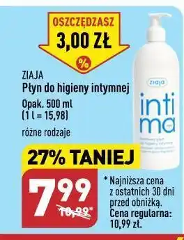 ALDI Kremowy płyn do higieny intymnej z kwasem laktabionowym ziaja intima oferta