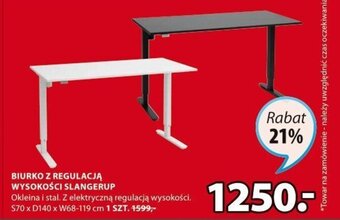 JYSK BIURKO Z REGULACJĄ WYSOKOŚCI SLANGERUP 1szt. oferta