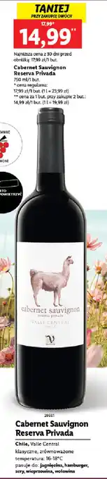 Lidl Cabernet Sauvignon Reserva Privada 750ml oferta