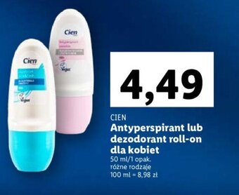 Lidl Cien Antyperspirant lub dezodorant roll-on dla kobiet 50ml oferta