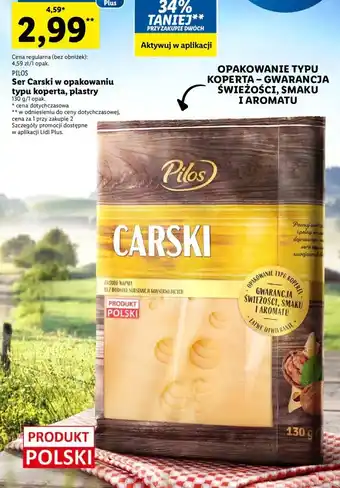 Lidl Pilos Ser Carski w opakowaniu typu koperta, plastry 130g oferta