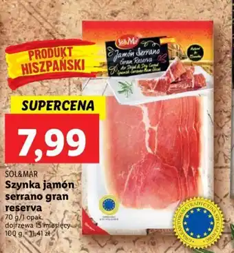 Lidl SOL&MAR Szynka jamón serrano gran reserva 70 g/1 opak. oferta