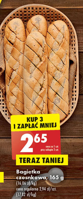 Biedronka Bagietka czosnkowa, 165 g oferta