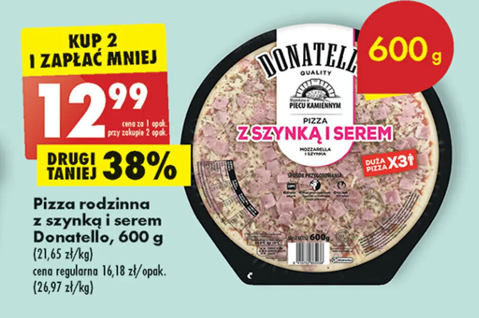 Pizza z szynką i serem - Donatello - 600 g