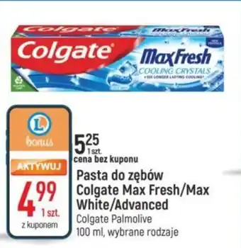 E.Leclerc Colgate Palmolive Pasta do zębów Colgate Max Fresh/Max White/Advanced oferta