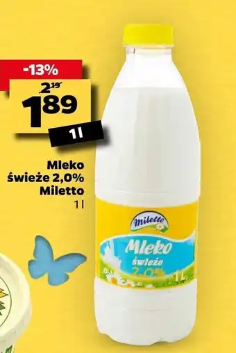 Netto Mleko świeże 2% Miletto 1l oferta
