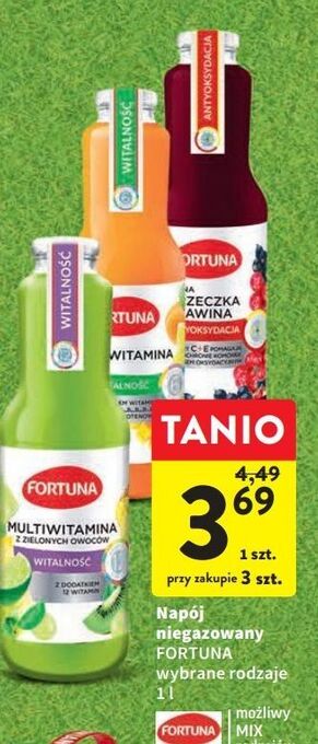 Intermarche Napój czarna porzeczka żurawina fortuna oferta
