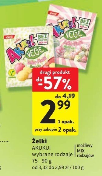 Intermarche Żelko-pianki owocki akuku! vege oferta