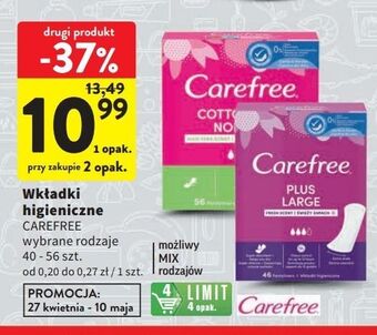 Intermarche Wkładki higieniczne large carefree plus oferta