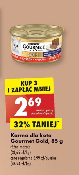 Biedronka Karma dla kota mus z wołowiną purina gourmet gold oferta