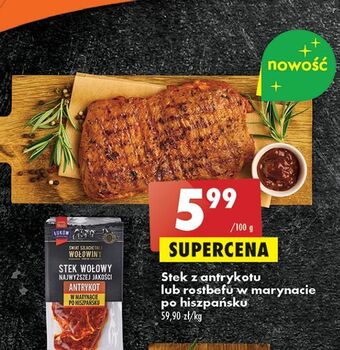 Biedronka Stek wołowy z antrykotu w marynacie po hiszpańsku łmeat łuków oferta
