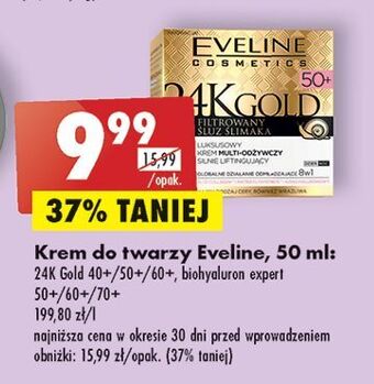 Biedronka Luksusowy krem 40+ silnie wygładzający z filtrowanym śluzem ślimaka eveline 24k gold oferta
