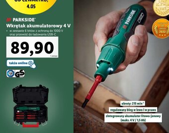 Lidl Parkside Wkrętak akumulatorowy 4 V oferta