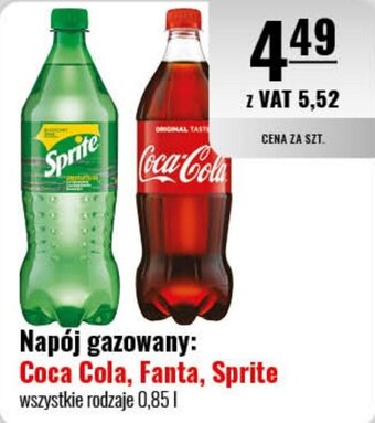 Eurocash Napój gazowany: Coca Cola, Fanta, Sprite 0,85l oferta
