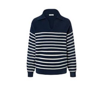 Tchibo Sweter z dzianiny z kołnierzem, niebiesko-biały oferta
