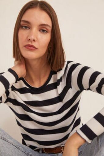 Springfield Striped scalloped t-shirt oferta