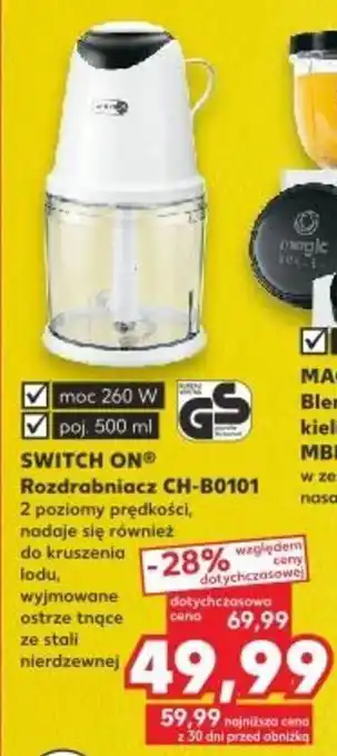 Kaufland SWITCH ON Rozdrabniacz CH-B0101 moc 260 W poj, 500 ml oferta