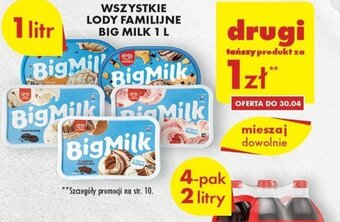 Biedronka WSZYSTKIE LODY FAMILIJNE BIG MILK 1 L oferta