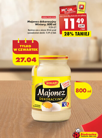 Biedronka Majonez dekoracyjny Winiary, 800 ml oferta
