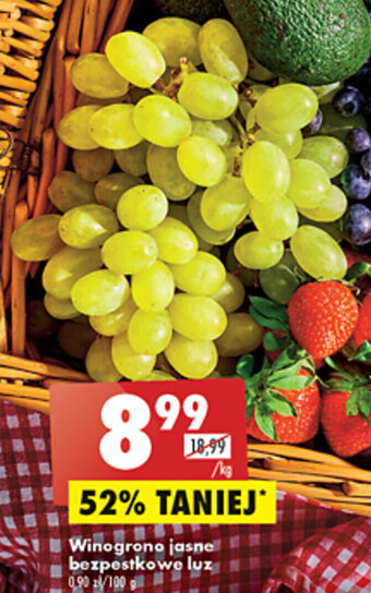 Biedronka Winogrono jasne bezpestkowe luz 1kg oferta